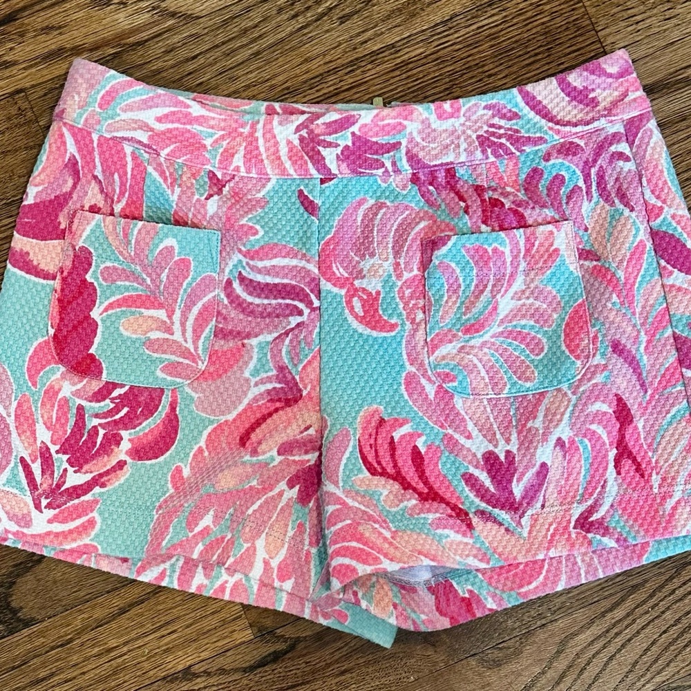 Lilly Pulitzer Alycia Poolside Blue Love Birds Floral Shorts